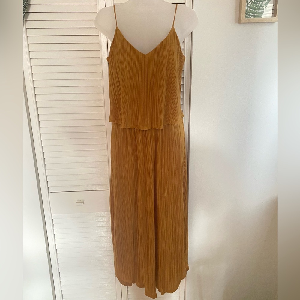 H&M Mustard Tiered Midi Dress